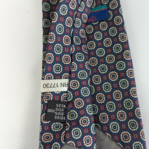 Woodward 100% Silk Tie‎ Blue Red Cream Pattern All - Picture 4 of 4